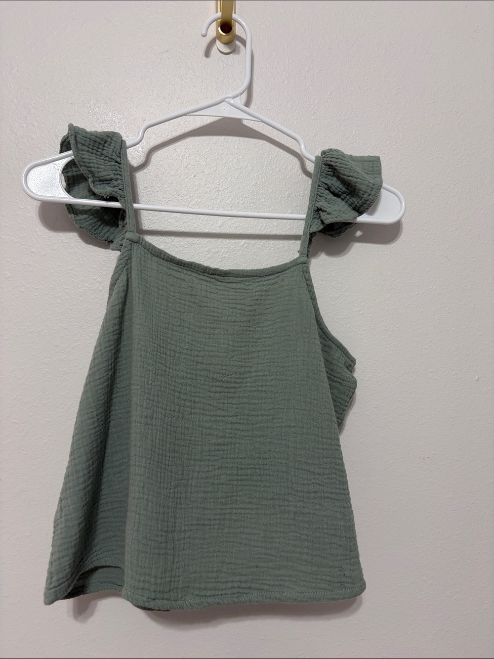 Ruffle Strap Tank Top in Sage Green